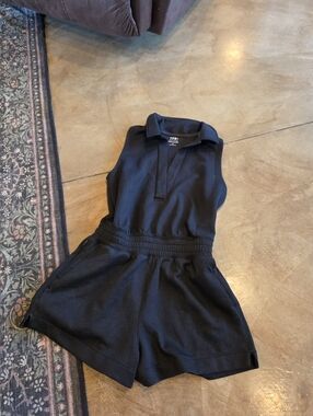 Abercrombie & Fitch Black YPB Neoknit Athletic Sleeveless Romper Cinched Waist